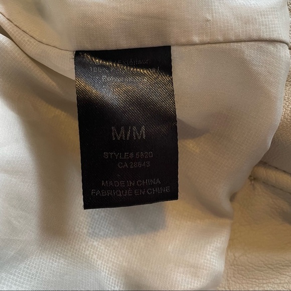 Tattoo cream colored man made vegan leather polyurethane motorcycle jacket - Picture 9 of 11